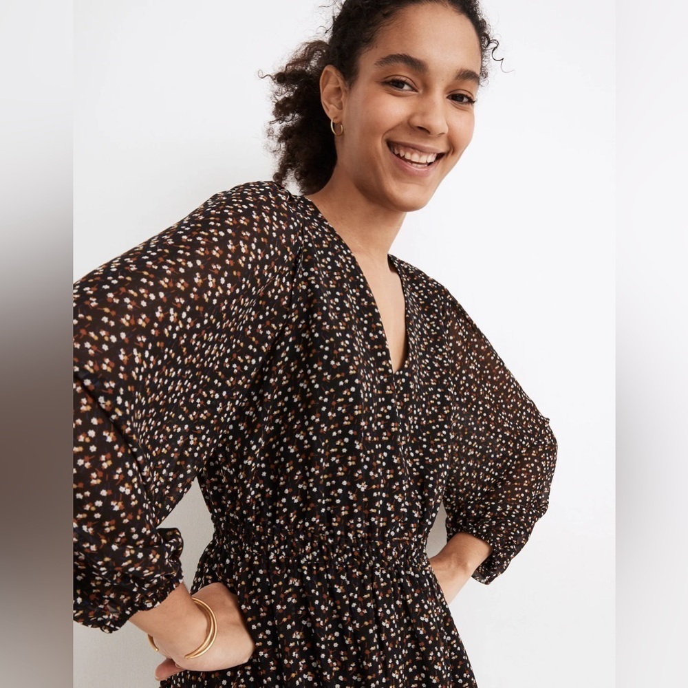 Madewell (Re)Georgette Ditsy Floral Button Front Mini Dress XS